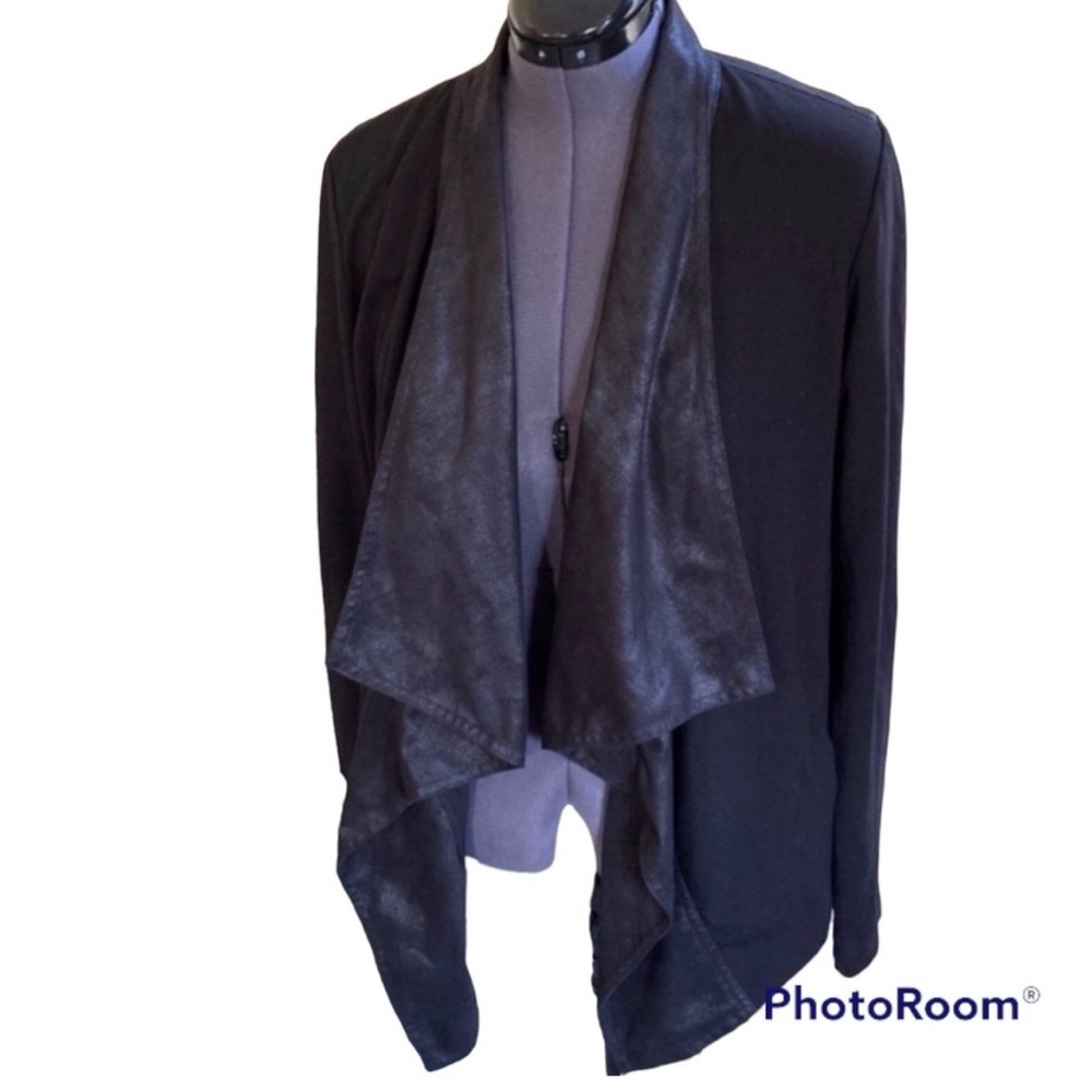 CAbi Waterfall Vegan Suede Jacket Black L #527 NEARLY NEW